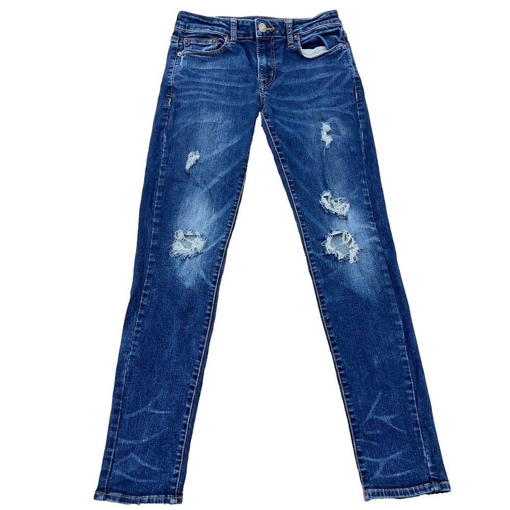 American Eagle Skinny Jeans Men 30x32 Dark Wash Faded Holes Distressed Stretch